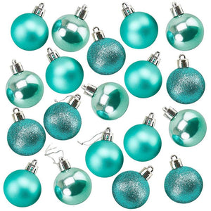 Mini Shatterproof Glitter Christmas Tree Ball Ornaments (Turquoise, 1.5 in, 48 Pack)