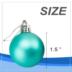 Mini Shatterproof Glitter Christmas Tree Ball Ornaments (Turquoise, 1.5 in, 48 Pack)