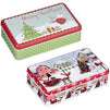 Christmas Cookie Tins, Tin Box with Lid (7.5 x 4.5 x 2.1 In, 2 Designs, 2 Pack)