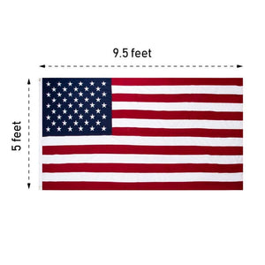 American Flag Outdoor 5x9.5 Ft, Cotton with Embroidered Stars for Memorial Patriotic