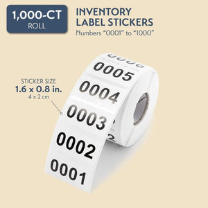 Juvale Inventory Label Stickers, Consecutive Numbers (1000 Count)