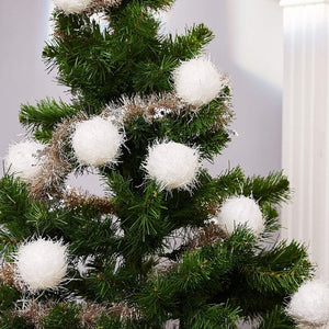 Christmas Tree Ornaments Large, White Sparkly Snow Glitter Balls (2.7 in, 12 Pack)