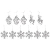 Glitter Christmas Tree Ornaments - 22-Pack Glittering Plastic Decor in 3 Assorted Designs, Snowman, Snowflake, Reindeer, Medium Sized Winter Holiday Festive Hanging Decoration, Silver