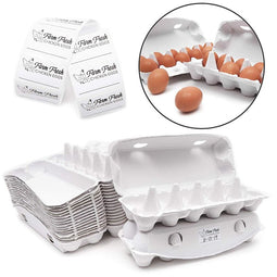 Paper Egg Cartons with Stickers for Crafts and Eggs (9.8 x 2.2 x 12, 18 Pack)
