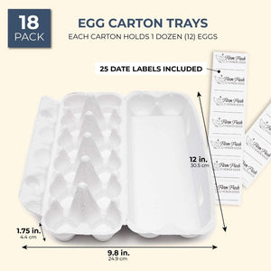 Paper Egg Cartons with Stickers for Crafts and Eggs (9.8 x 2.2 x 12, 18 Pack)