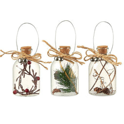 Juvale 3-Pack of Christmas Tree Decorations - Hanging Glass Decorations with Steel Handles, Ornate Christmas Ornaments, Festive Embellishments, 3 Assorted Designs - 2.24 x 3.88 x 2.24 Inches