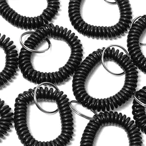 Juvale Spiral Wrist Key Chain Coil Bracelet (100 Pack), Black
