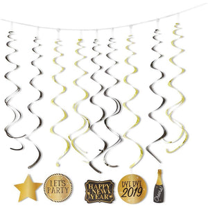 Juvale 2020 Hanging Swirls New Years Eve Party Decorations (30 Pack)