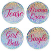 15-Pack Bridal Party Pins - Funny Bachelorette Party Supplies, Bride to Be and Bridesmaids Pinback Buttons, Holographic Glitter Bachelorette Pins, Fun Bridal Gifts and Party Favors