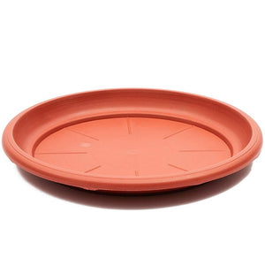 Round Plastic Planter Base Trays, Terra Cotta Colored Drainage Saucer (12 In, 8 Pack)