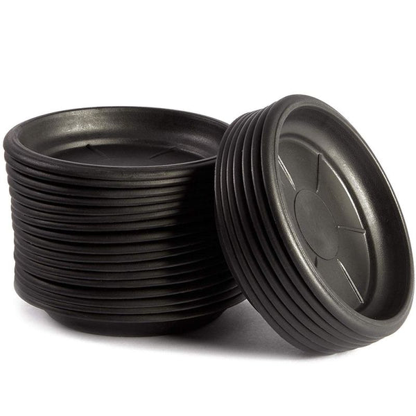 Juvale Round Plant Trays (4 in, Black, 24 Pack)