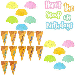 Juvale Ice Cream Birthday Cutout - Classroom Happy Birthday Cutout - 65 Pack