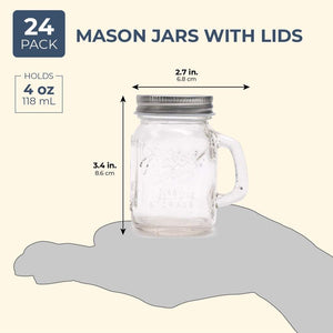 Juvale Clear Glass Mason Jars 4 oz with Silver Lids, 24 Pieces