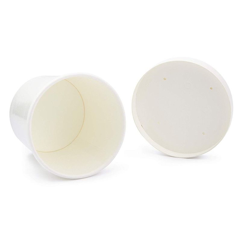 White Paper Round Food & Soup Containers With Vented Lids