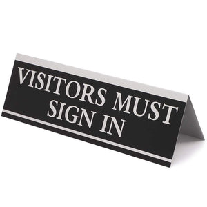 Juvale Visitors Must Sign in Office Sign (6 Pack) Black and Silver