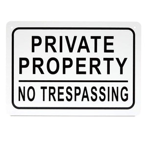 No Trespassing Signs for Private Property, Aluminum, White, (10x7 Inches, 3 Pack)