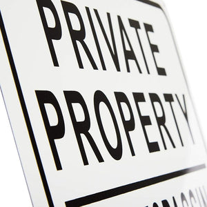 No Trespassing Signs for Private Property, Aluminum, White, (10x7 Inches, 3 Pack)