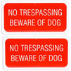Juvale No Trespassing Beware of Dog Sign for Indoor & Outdoor Use (6 x 12 in, Red, Aluminum, 2 Pack)