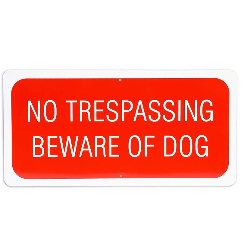 Juvale No Trespassing Beware of Dog Sign for Indoor & Outdoor Use (6 x 12 in, Red, Aluminum, 2 Pack)