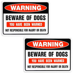 Juvale Beware of Dog Sign for Fence - 2 Pack Aluminum Dog Warning Sign, Rust Free and Weather Resistant for Indoor/Outdoor Use, 10 x 7 Inches