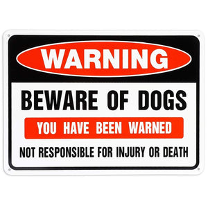 Juvale Beware of Dogs Warning Signs (10 x 7 in, Rust Free Aluminum, UV Printed, 2 Pack)
