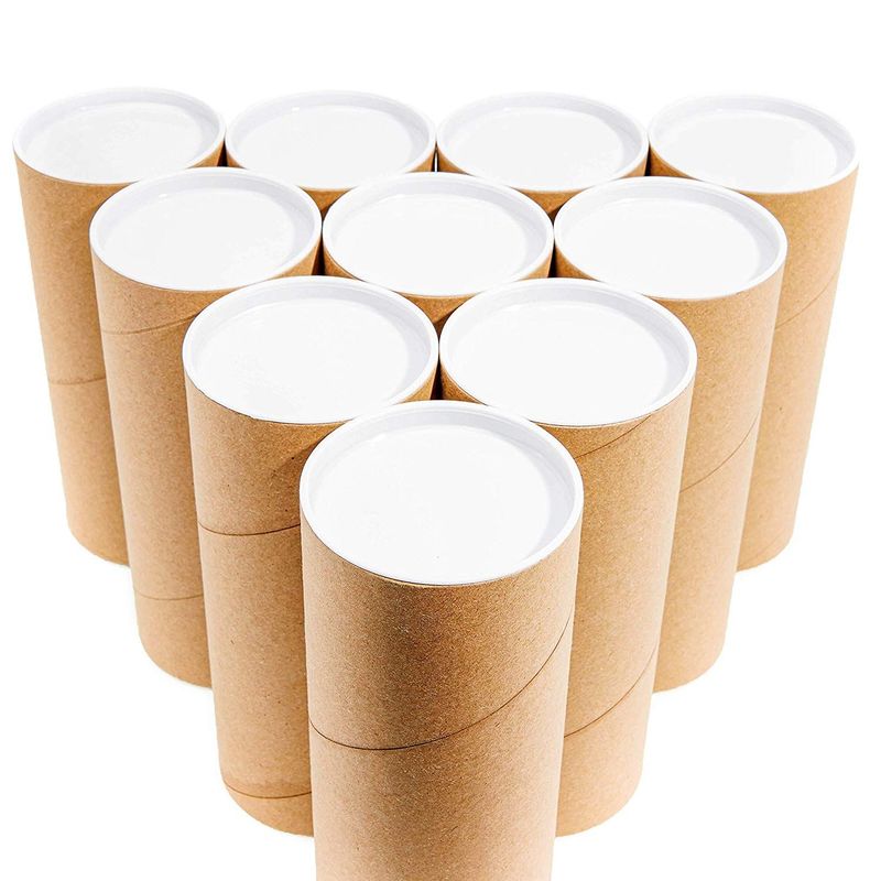 Juvale 12 Pack Mailing Tubes with Caps, 2x16 inch Kraft Paper Round Cardboard Mailers for Shipping Posters, Art Prints (Brown)