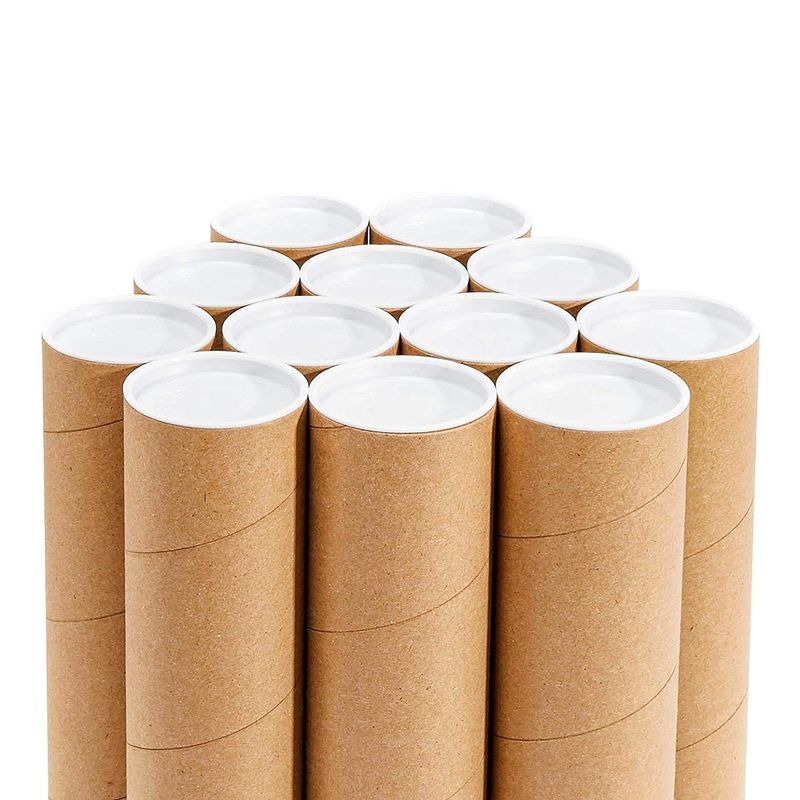 White Mailing Tubes with Caps, 2D x 30L usable length (12 Pack), Tubeequeen™