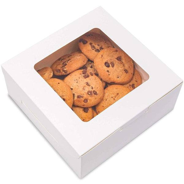 Juvale Pastry Box with Window (6 x 6 x 2.5 in, White, Pack of 50)