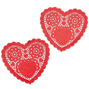 Juvale 10 Inch Heart Shape Doilies Paper (100 Pack, Red)