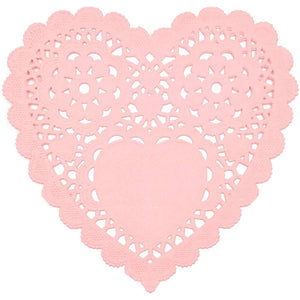 Heart Shaped Paper Lace Doilies for Weddings, Valentines Party (6 In, Pink, 200 Pack)