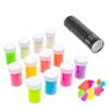 Juvale Glow in The Dark Pigment Powder with UV Lamp (Pack of 13, Assorted)