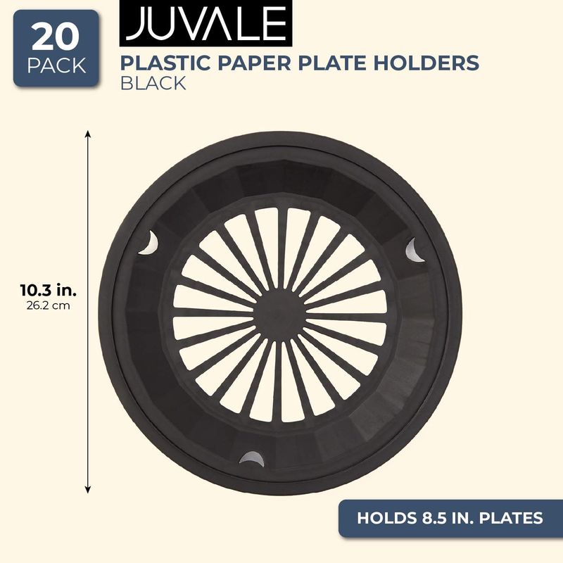 Juvale Reusable Plastic Holders for Paper Plates (Set of 20, Black, 10 in.)