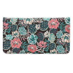 Juvale RFID Blocking Checkbook Cover Printed Cactus Succulent Wallet - 6.9 x 3.75 inches