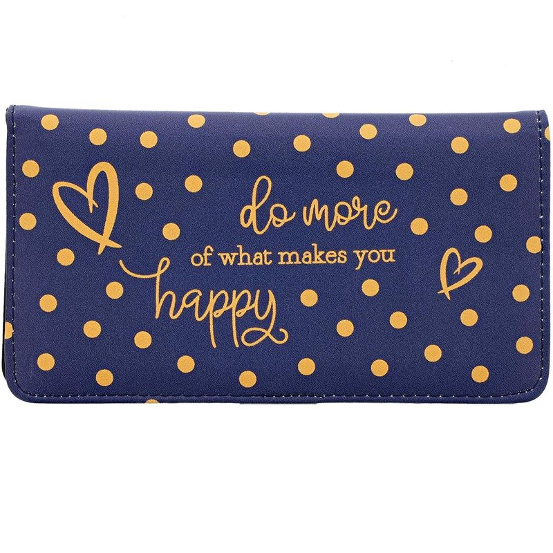 RFID Blocking Checkbook Cover, Blue Wallet with Foil Polka Dots (7 x 3.75 In)