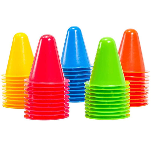 Juvale Indoor Outdoor Agility Mini Sports Cones for Kids (50 Pack) Assorted Colors