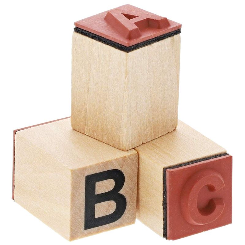 Juvale Alphabet Wood Rubber Stamps, Upper & Lowercase Letters with Symbols, 60 Pieces
