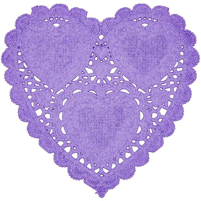 Mini Paper Heart Lace Doilies for Weddings, Valentine's Decor (6 Colors, 600 Pack)