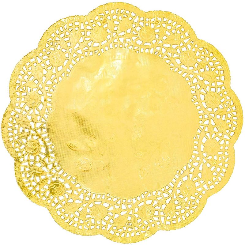 Lace Paper Doilies, Gold Placemats (12x12 In, 100 Pack)