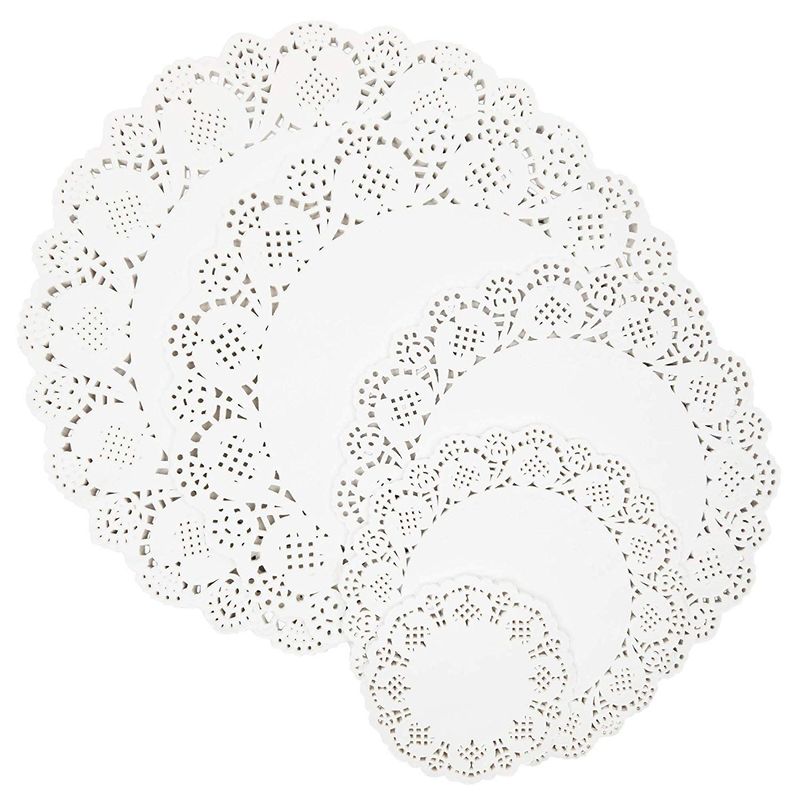 Lace Paper Doilies, Round White Placemats (5 Sizes, 100 Pack)