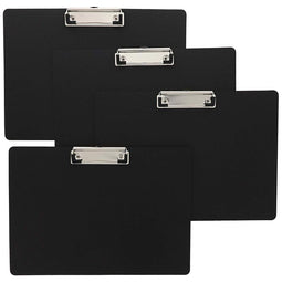 Juvale Landscape Clipboard with Low Profile Clip 4 Pack - Horizontal Hardboard Black 12.3 x 8.8 inches