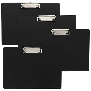 Juvale Landscape Clipboard with Low Profile Clip 4 Pack - Horizontal Hardboard Black 19.5 x 12.5 Inches
