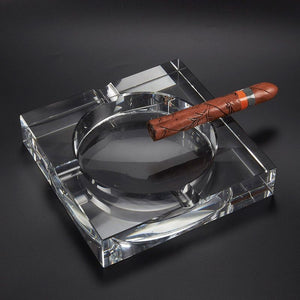 Juvale Square Crystal Cigar Ashtray with 4 Slots and Gift Box (7.1 x 1.46 x 7.1 in)