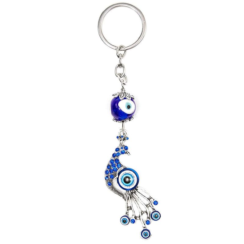 Juvale Hamsa Evil Eye Amulet Keychains for Good Luck, 6 Pack, Dark Blue