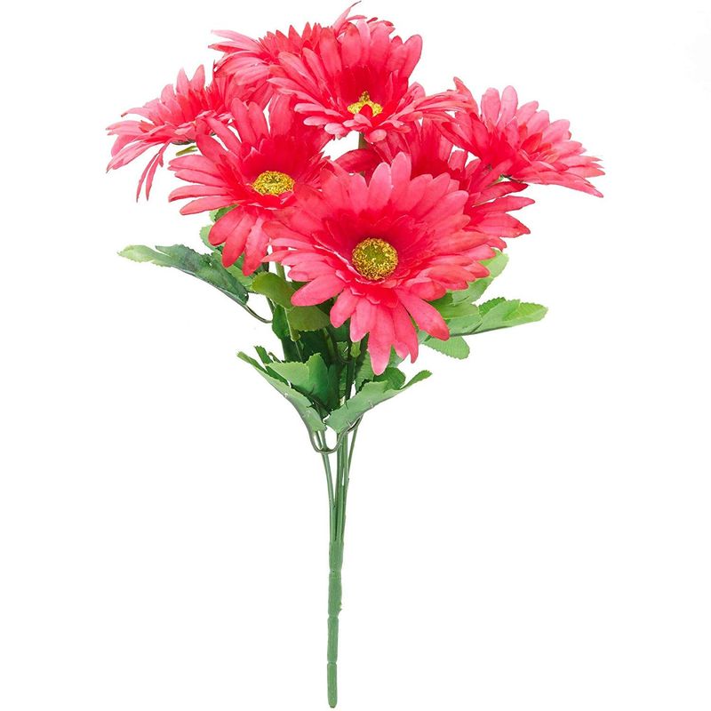 Artificial Daisies with Stems, Red Flower Bouquet (21 Pack)