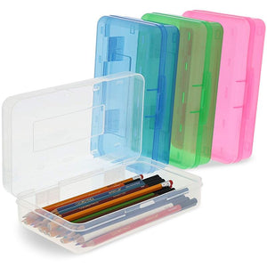 Pencil Boxes 4 Colors, School Pencil Cases (7.75 x 4.5 x 2.25 Inches, 4-Pack)
