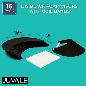 Foam Visors with Coil Bands for Crafts, Black and White (9.25 x 7 In, 16 Pack)