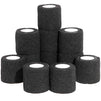 Self Adhesive Bandage Wrap, Cohesive Tape (Black, 2 in x 5 Feet, 12-Pack)