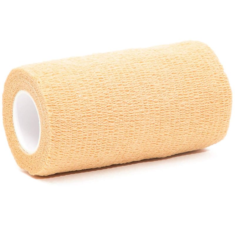 Self Adhesive Bandage Wrap, Cohesive Tape (Tan, 4 In x 5 Feet, Wide, 12-Pack)