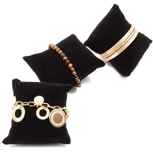 Juvale Bracelet Pillow Display 12-Pack Velvet Jewelry Display Pillow 3 x 3 inches - Black