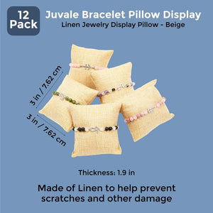 Juvale Bracelet Pillow Display 12-Pack Linen Jewelry Display Pillow 3 x 3 inches - Beige